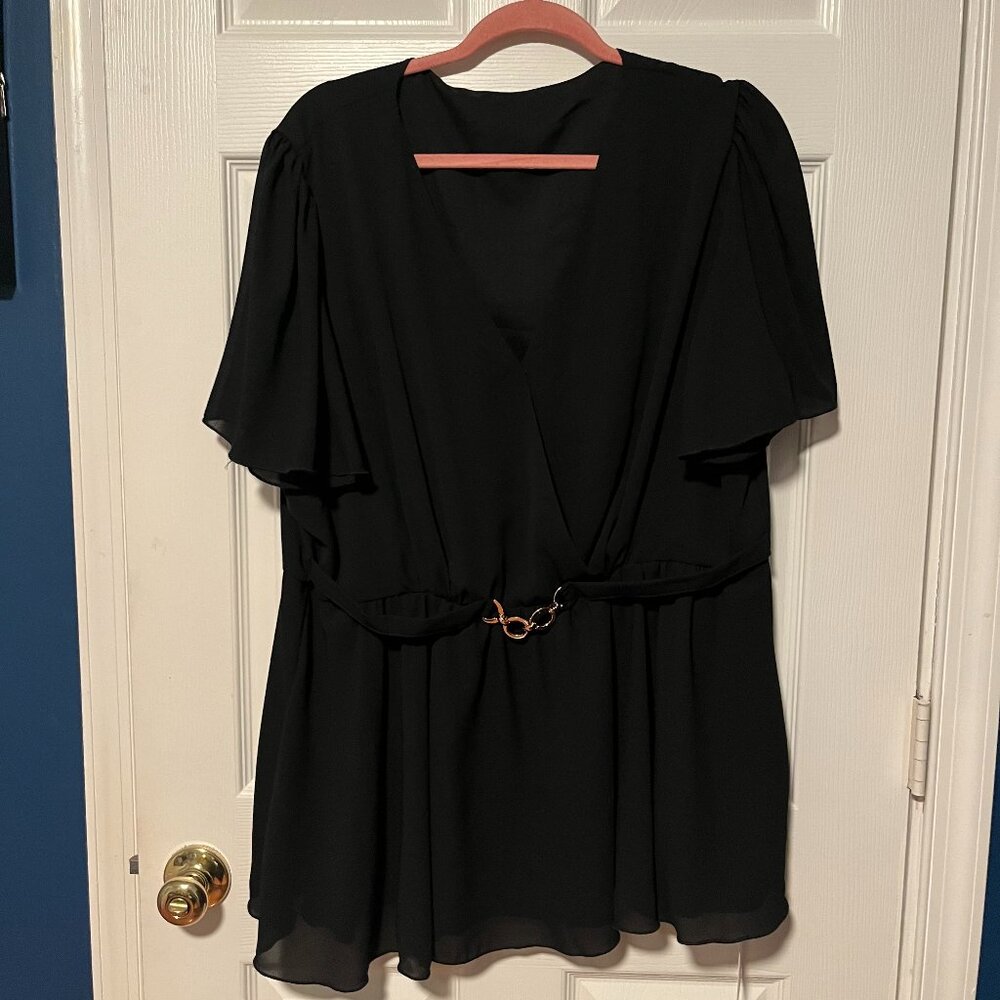 NWT Black Faux wrap blouse